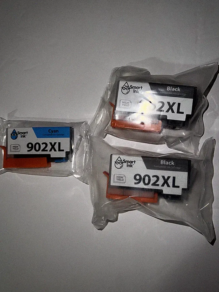 2 Smart Ink High Yield 902 XL Black Cartridge and Cyan Cartridg Brand New Sealed