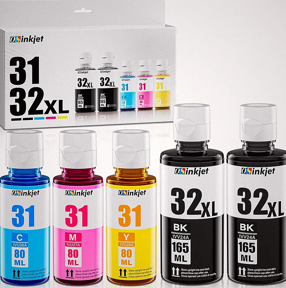 31 Ink Bottle Set, 32XL Black Ink Bottle Compatible for HP Smart Tank 7602 6001