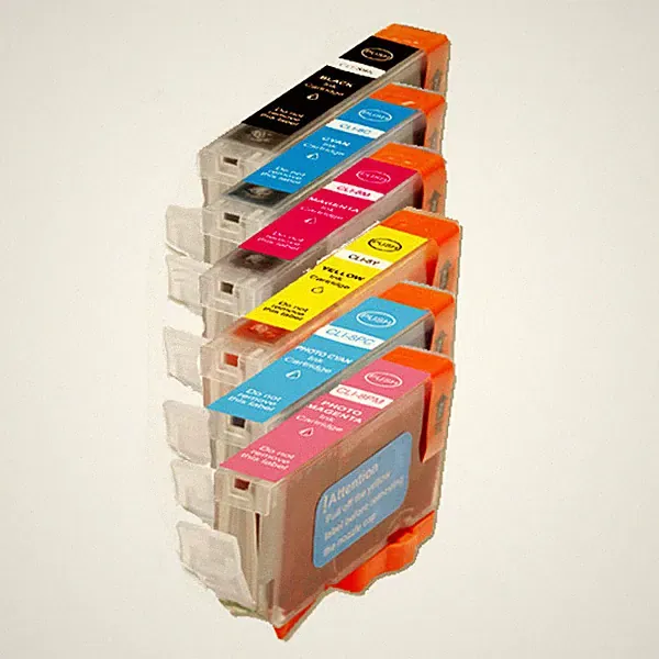 6 New Ink Set w/ smart chip for CLI-8 PC PM Photo iP6600D iP6700D