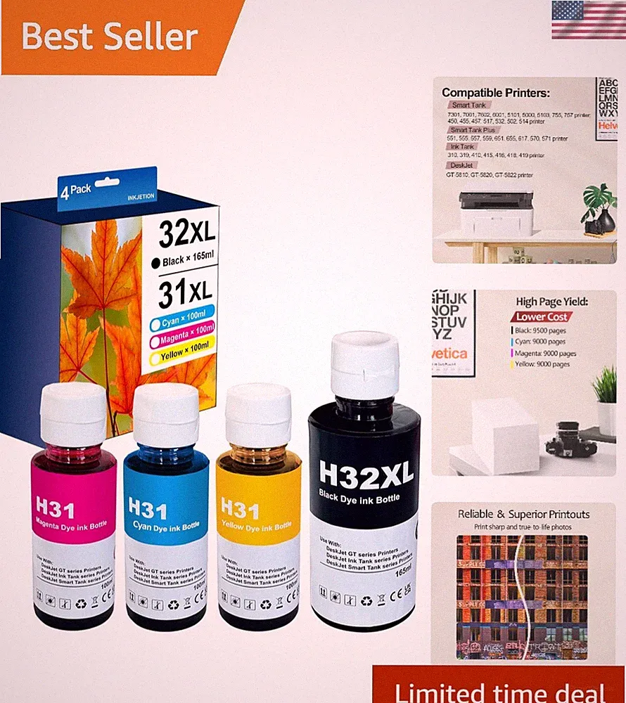 Compatible 31 32XL Ink Set for Smart Tank & Deskjet - High Quality Printing