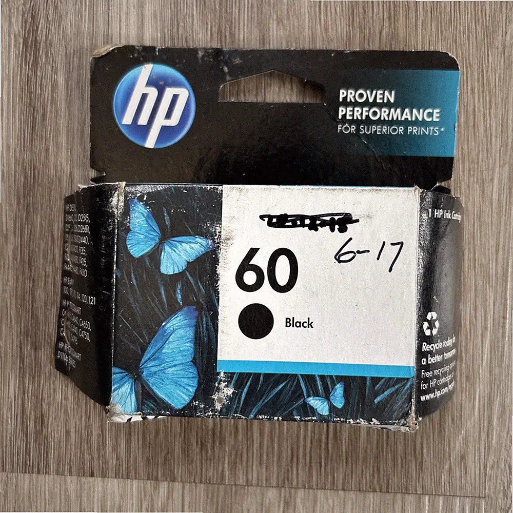 HP 60 Black Printer Ink Genuine OEM Authentic EXP 2017 Deskjet Envy Photo Smart