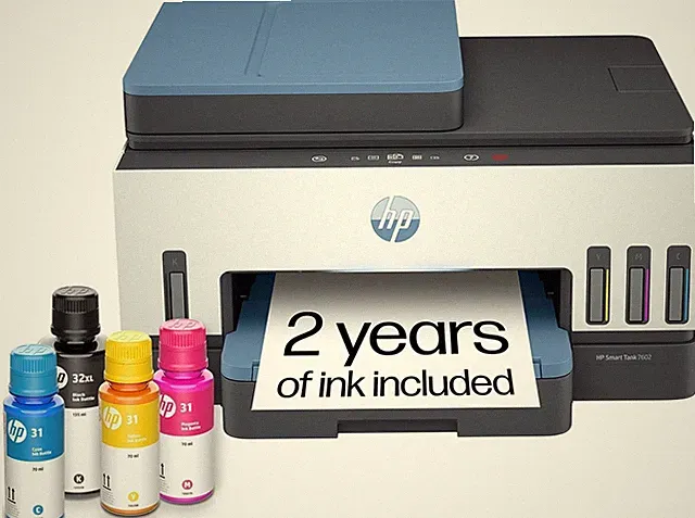 HP Smart Tank 7602 Wireless All-in-One Ink Tank Printer, Scanner, Copier with 2
