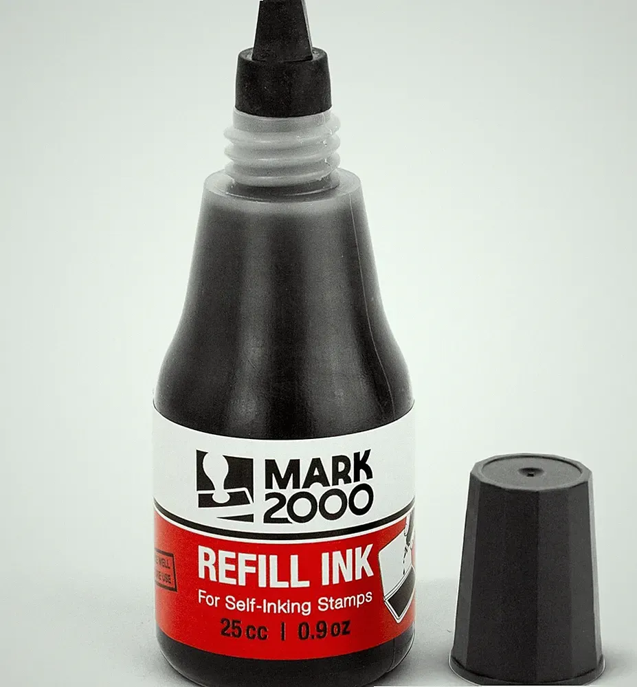 Self-Inking Refill Ink - Black - 25cc (0.9oz) bottle