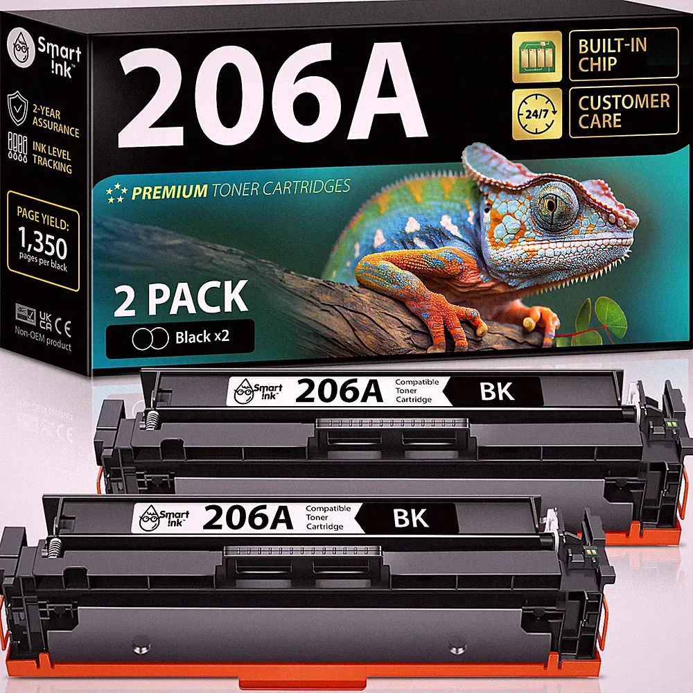 Smart Ink 206A Black Laser Printer Toner Cartridges 2 Pack For Hp Printers