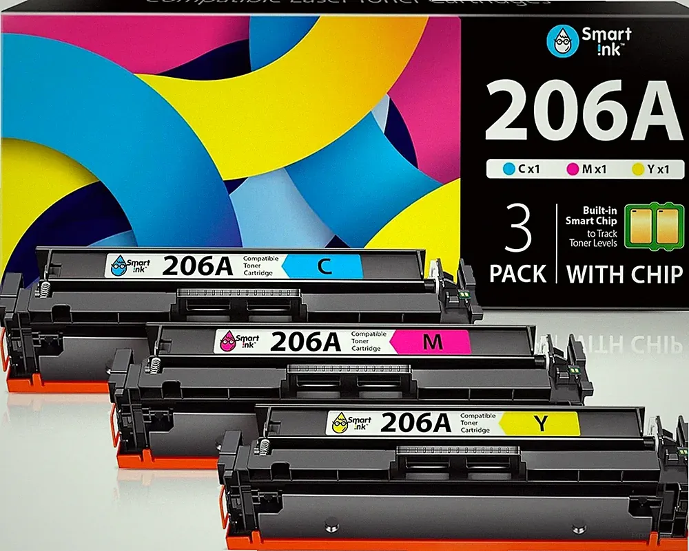 Smart Ink 3 Color Combo Pack Compatible Toner Cartridge Replacement for HP 206A